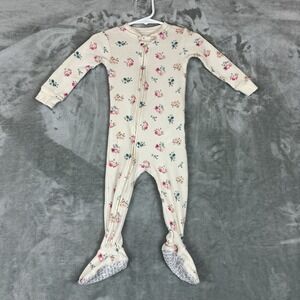 Carter's Bedtime Romper Footed Sleeper Pajamas 12 Months Pink Floral Thermal